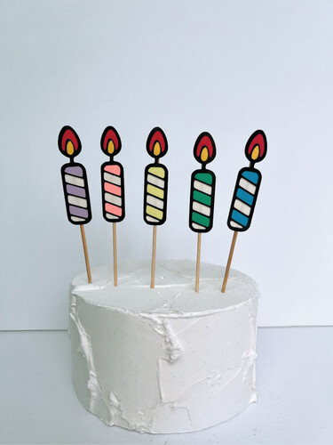 토퍼 BD20. 촛불토퍼(5개) 페이퍼촛불 생일토퍼 기념일토퍼