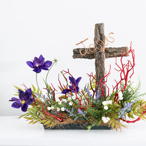 십자가의 보혈 교회 장식 사순절 부활절 47x35cm 인테리어 조화