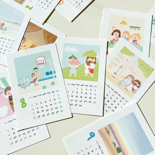2025 말랑 일러스트 엽서형 탁상달력(우드받침 포함)