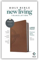 NLT: Large Print Premium Value Thinline Bible, Filament Enabled Edition (LeatherLike, Brown Celtic Cross)
