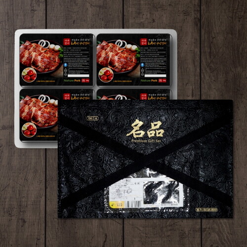 사과갈비 국내산 수제 숯불 양념돼지갈비 선물세트 (500g X 4팩)