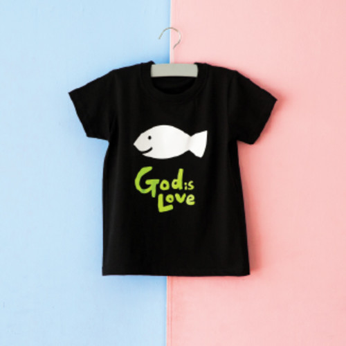 글로리월드 티셔츠 - 갓 이즈 러브(물고기) - 블랙