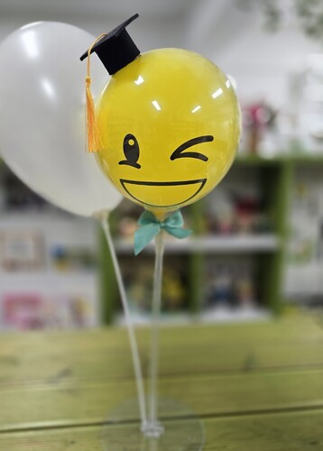 학사모 PVC 스마일 풍선 인형 (5개 만들 키트, 스탠드, 컵, 스틱 포함)