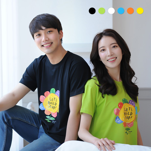 교회단체티 체육대회 야외행사 교회티셔츠 Lets Build it up 해바라기 성인용