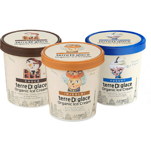 떼르드글라스 유기농 아이스크림 파인트 3개 (초코,인절미,요거트)