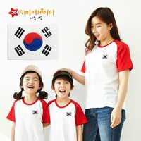 국산 순면 30수 나그랑 티셔츠 면티 반팔 야구티 _고급와펜자수 대한민국사랑해요 태극기(아동성인)