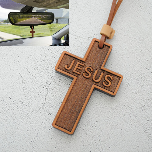Jesus 차량용, 룸미러, 차걸이, 작은 공간용 나무 십자가