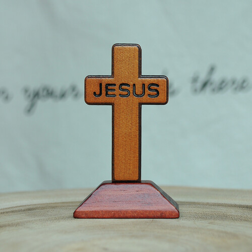 Mini Standing 투각 탁상, 차량용, 나무 십자가-2-Jesus