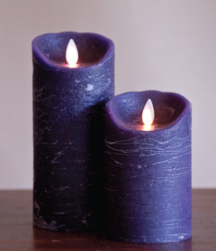 FLAMELESS CANDLE PLUM DISTRESSED - 진자주색