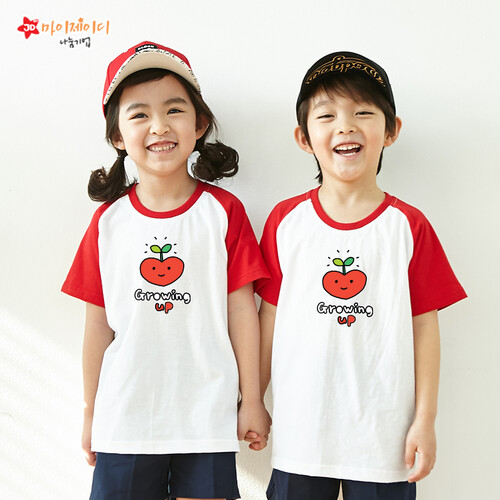 국내산 순면 나그랑 아트티셔츠 반팔_모두의사랑으로 사랑쑥쑥(5색)