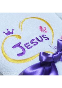 [말씀타올] 플라워 JESUS loves you 자수 세면수건