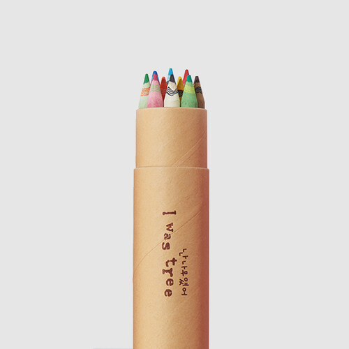 [더사랑 보킷] 친환경문구 재생종이 색연필 10pcs (크라프트)(스티커제작, 연필 로고인쇄 가능)
