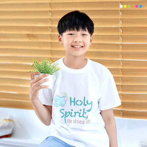 교회단체티 체육대회 야외행사 교회티셔츠 Holy Spirit He does it 비둘기 아동용