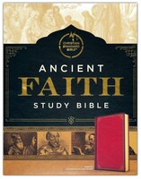 CSB: Ancient Faith Study Bible, Crimson LeatherTouch-Over-Board Indexed Black Letter, Church Fathers, Study Notes and Commentary,